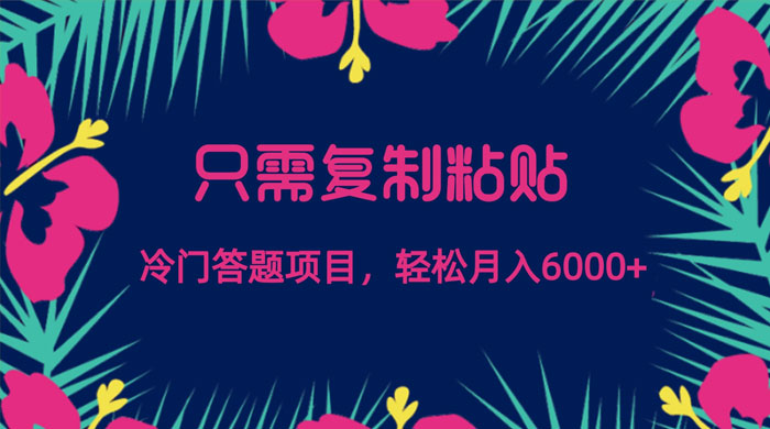 只需复制粘贴，冷门答题项目，轻松月入 6000-轻创副业圈