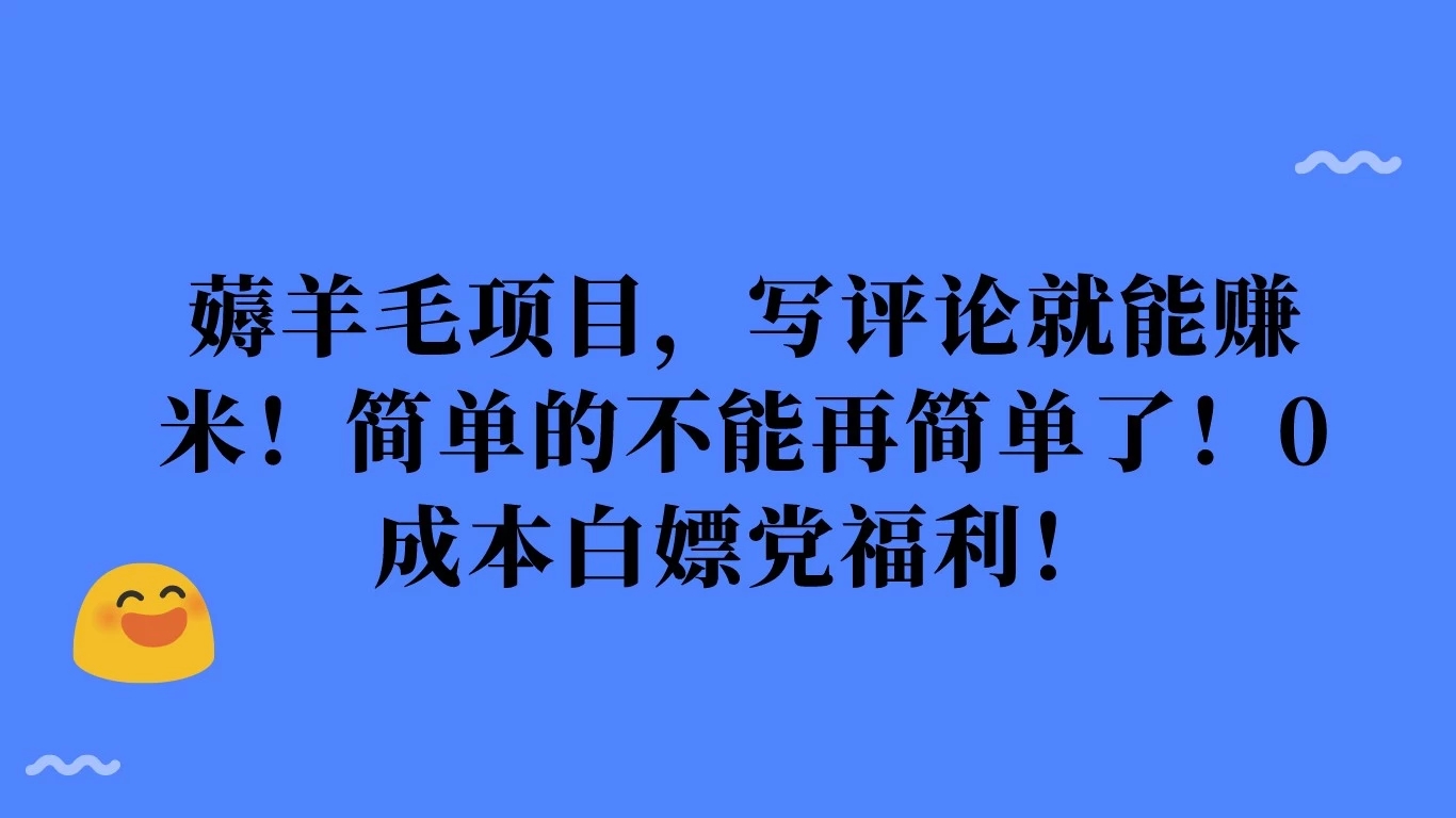 薅羊毛项目，写评论就能赚米！简单的不能再简单了！0成本白嫖党福利！-轻创副业圈