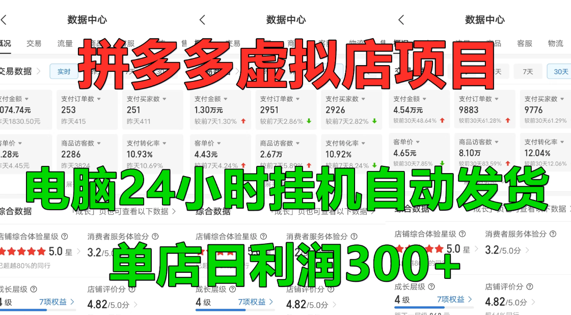 拼多多虚拟店项目，电脑挂机自动发货-轻创副业圈
