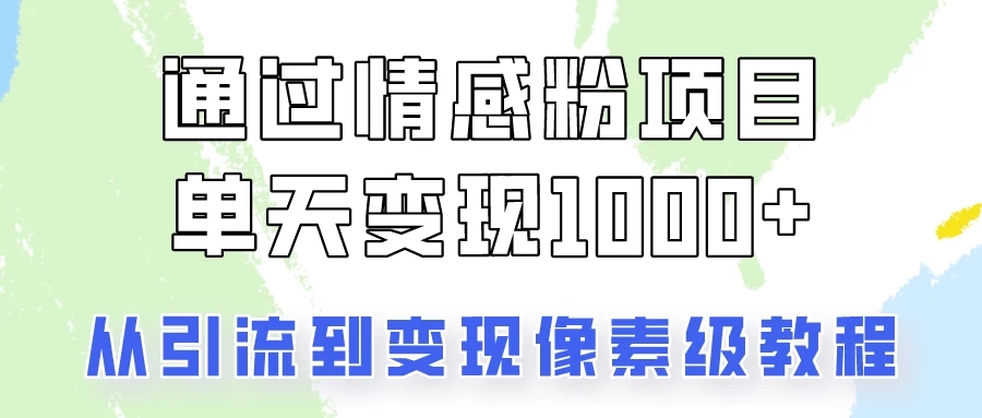 我是怎么通过情感粉项目单天变现1000+的，从引流到变现像素级教程-轻创副业圈