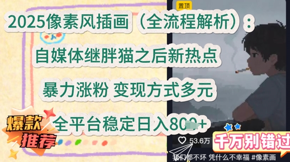 2025像素风插画(全流程解析)：自媒体继胖猫之后新热点，暴力涨粉，变现方式多元，全平台稳定日入多张-轻创副业圈