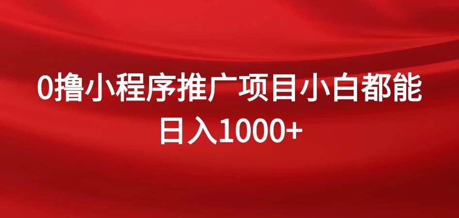 0撸小程序推广项目，日入四位数，零基础小白也能做-轻创副业圈