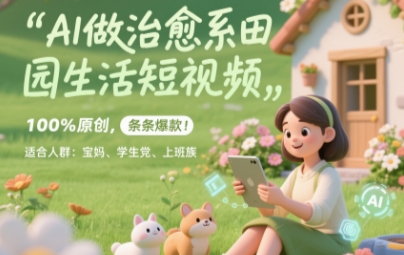 AI做治愈系田园生活短视频，100%原创，条条爆款，无脑矩阵， 适合小白-轻创副业圈
