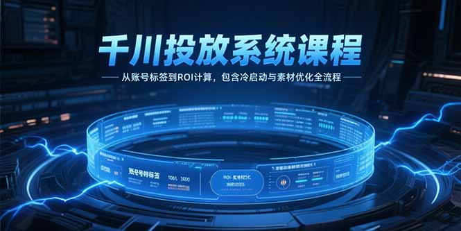 千川投放系统课程，从账号标签到ROI计算，包含冷启动与素材优化全流程-轻创副业圈