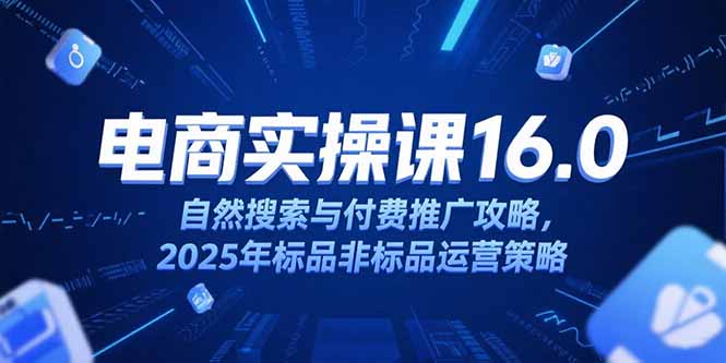 淘宝电商运营课16.0，自然搜索与付费推广攻略，2025年标品非标品运营策略-轻创副业圈