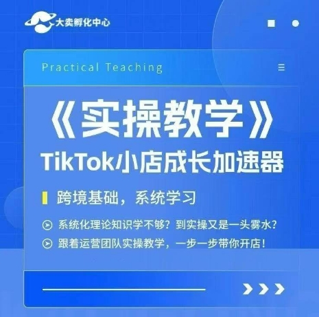 大卖家孵化中心TikTok实操课，TikTok小店成长加速器，跨境基础系统学习，一步一步带你开店-轻创副业圈