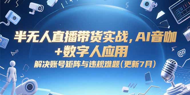 半无人直播带货实战，AI音咖+数字人应用 解决账号矩阵与违规难题(更新7月-轻创副业圈