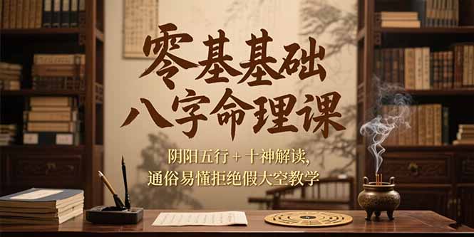 零基础八字命理课，阴阳五行+十神解读，通俗易懂拒绝假大空教学-轻创副业圈