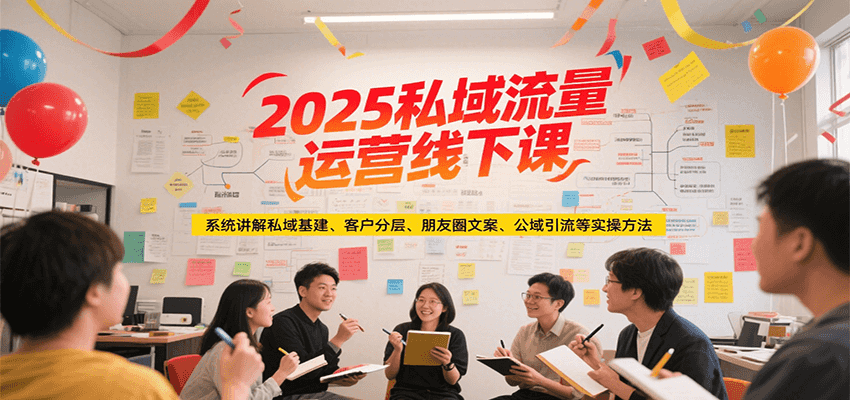 2025私域流量运营线下课，系统讲解私域基建/客户分层/朋友圈文案/公域引流等实操方法-轻创副业圈