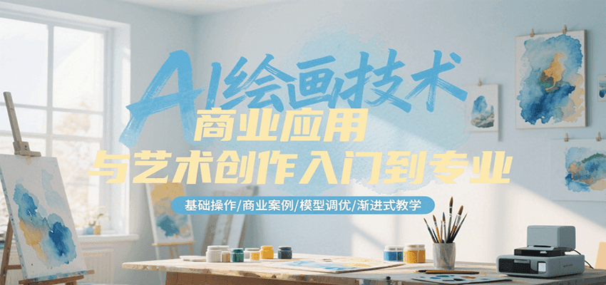 AI绘画技术商业应用与艺术创作入门到专业，基础操作/商业案例/模型调优/渐进式教学-轻创副业圈