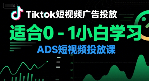 Tiktok短视频广告投放，适合0-1小白学习ADS短视频投放课-轻创副业圈