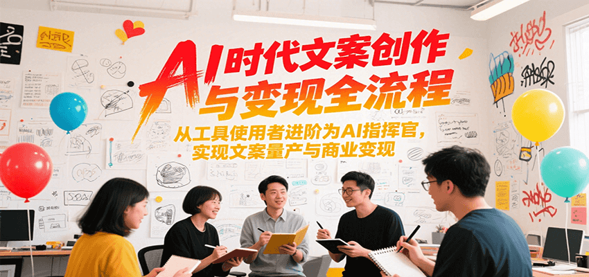 AI时代文案创作与变现全流程，从工具使用者进阶为AI指挥官，实现文案量产与商业变现-轻创副业圈