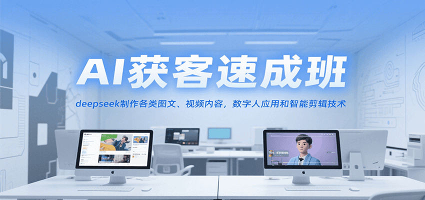 AI获客速成班，deepseek制作各类图文、视频内容，数字人应用和智能剪辑技术-轻创副业圈