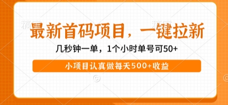 最新首码项目，操作最简单，收益高，一键拉新，1个小时单号可50+，小项目认真做每天5张+收益【揭秘】-轻创副业圈