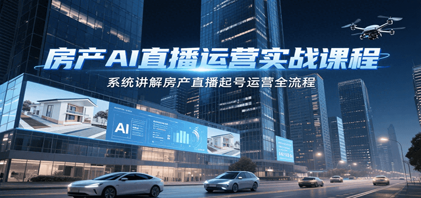 房产AI直播运营实战课程，系统讲解房产直播起号运营全流程-轻创副业圈