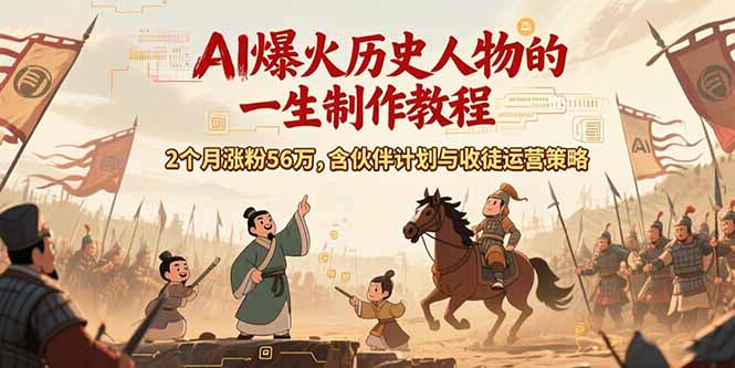 AI历史人物赛道课程，2个月涨粉56万，含伙伴计划与收徒运营策略-轻创副业圈