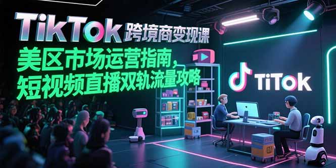 TikTok跨境电商变现课，美区市场运营指南，短视频直播双轨流量攻略-轻创副业圈