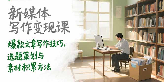 新媒体写作变现课，爆款文章写作技巧，选题策划与素材积累方法-轻创副业圈