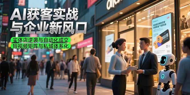 AI获客实战与企业新风口，实体店逆袭与自动化成交 短视频矩阵与私域体系化-轻创副业圈