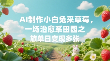 AI制作小白兔采草莓，一场治愈系田园之旅单日变现多张-轻创副业圈