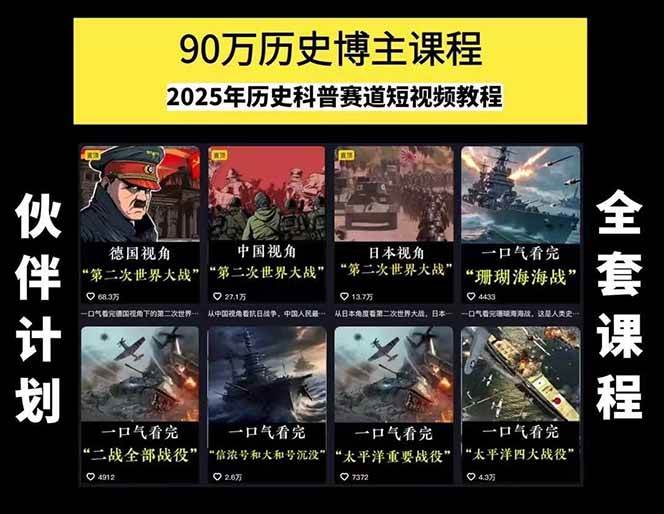 图片[1]-短视频历史赛道实战教程，手机电脑双端剪辑教程和账号运营指南与变现技巧-轻创副业圈