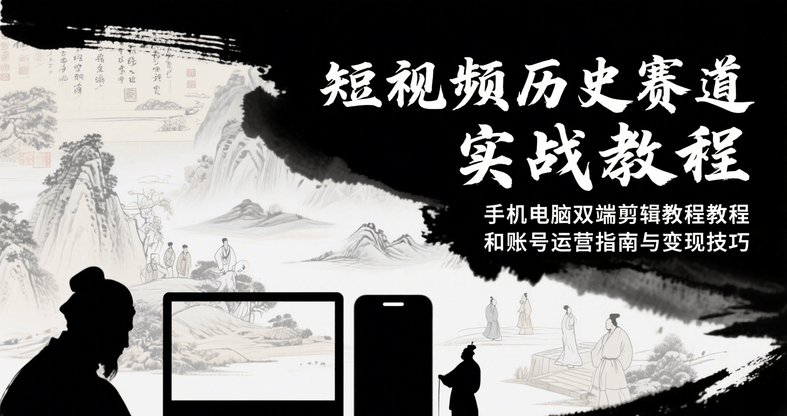 短视频历史赛道实战教程，手机电脑双端剪辑教程和账号运营指南与变现技巧-轻创副业圈