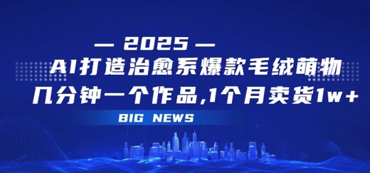 AI打造治愈系爆款毛绒萌物，几分钟一个作品，1 个月卖货 1w+-轻创副业圈