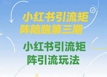 小红书引流矩阵陪跑第三期，小红书引流矩阵引流玩法-轻创副业圈