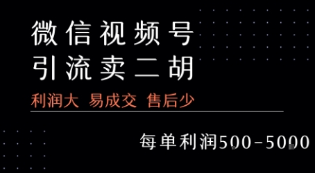 视频号卖二胡教程，利润大 易成交 售后少，一单利润5张+-轻创副业圈