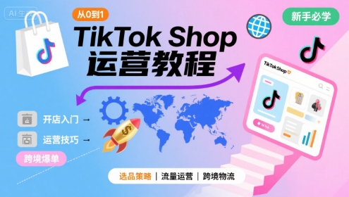 TikTok Shop从0到1运营教程，TikTok跨境电商新手必学课程-轻创副业圈